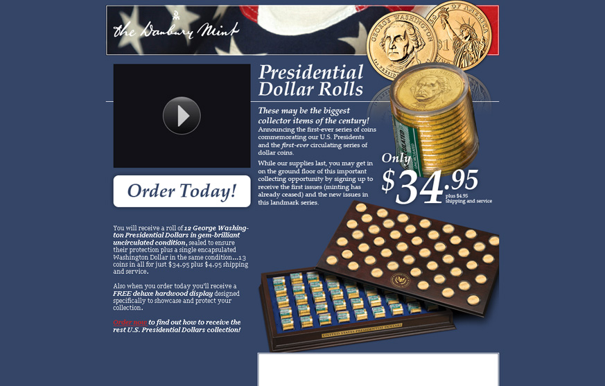 Danbury Mint Presidential Dollar Rolls